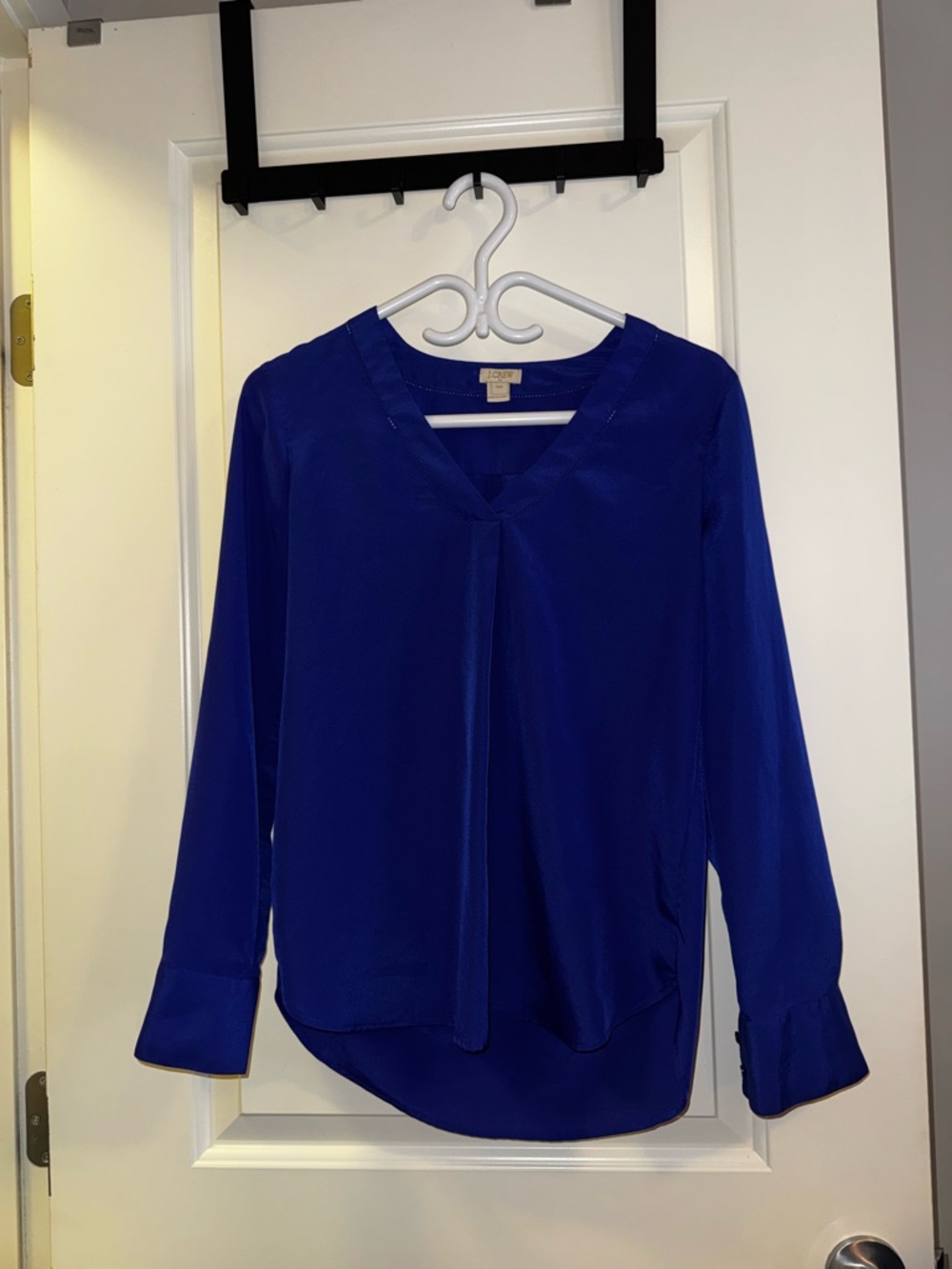 J. Crew Royal Blue V-Neck Long Sleeve Blouse
